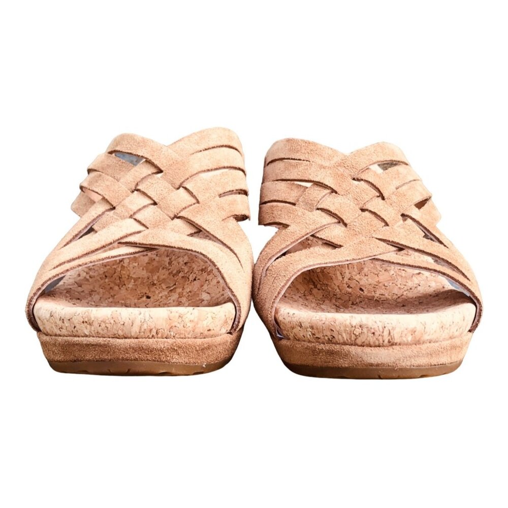 UGG Womens Lilah Wedge Sandals Chestnut Suede Mules Cork Footbed US 10 EU 41 NIB - Picture 3 of 8